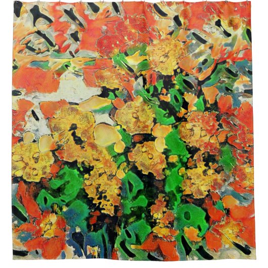 Retro olieverfschilderij: Van Gogh Monet Douchegordijn (Voorkant)