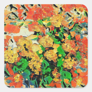 Retro olieverfschilderij: Van Gogh Monet Vierkante Sticker