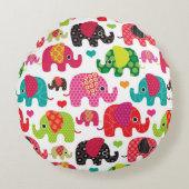 retro olifant kinderen patroon behang rond kussen (Voorkant)