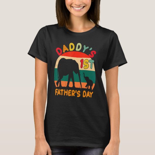  Retro Olifant Papa Papa's 1e Vader's D T-shirt (Voorkant)