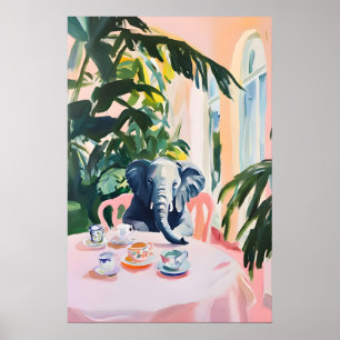 Retro olifantposter, olifant olieverfschilderij poster