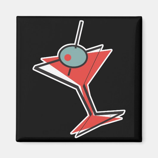 retro olijf martini magneet (Voorkant)