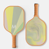 Retro Olijfsorbet Monogram Modern Gepersonaliseerd Pickleball Paddle