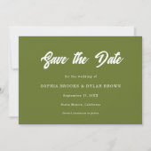 Retro Olive green Minimalist Checkered Wedding Save The Date (Voorkant)