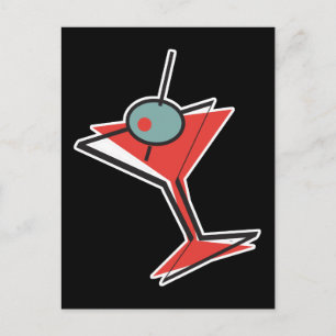 retro olive martini briefkaart