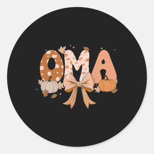 Retro Oma Coquette Bows Leopard Herfst Thanksgivin Ronde Sticker (Voorkant)