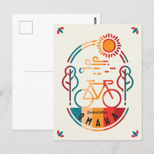 Retro Omaha Fietsroute Briefkaart