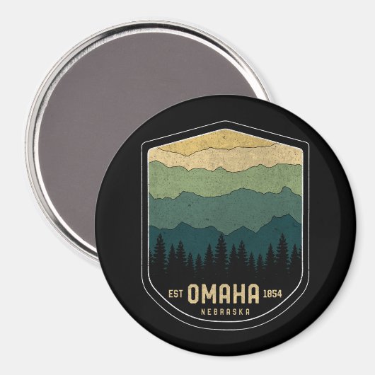 Retro Omaha Nebraska NE State Mountains Magneet (Voorkant / Achterkant)