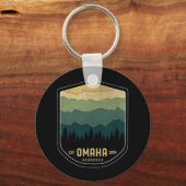Retro Omaha Nebraska NE State Mountains Sleutelhanger (Voorkant)
