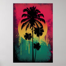 Retro Ombre Pop Art Palm Tree Vibe