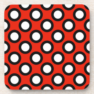 Retro omcirkelde stippen, rood, zwart en wit bier onderzetter