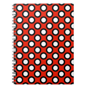 Retro omcirkelde stippen, rood, zwart en wit notitieboek