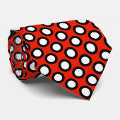 Retro omcirkelde stippen, rood, zwart en wit stropdas (Opgerold)