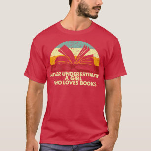 Retro onderschat nooit een meisje dat van boeken h t-shirt