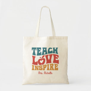 Retro onderwijs liefde inspireren leraren dag cade tote bag