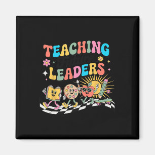 Retro onderwijs toekomstige leiders Groovy leraar Magneet