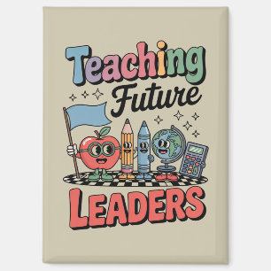 Retro onderwijs toekomstige leiders groovy leraar magneet