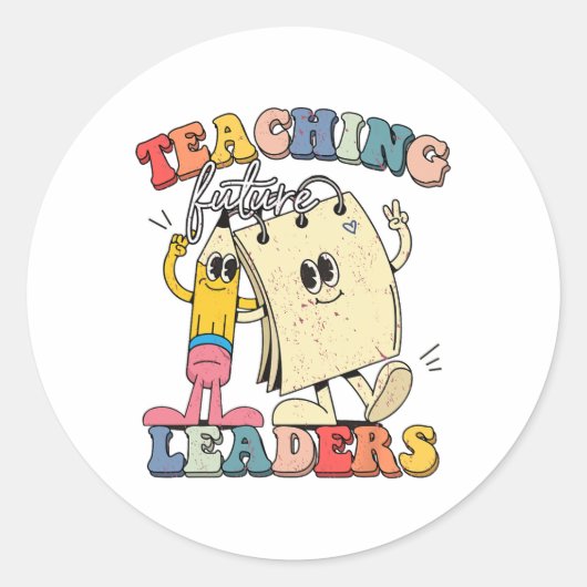 Retro onderwijs toekomstige leiders Groovy leraar Ronde Sticker (Voorkant)