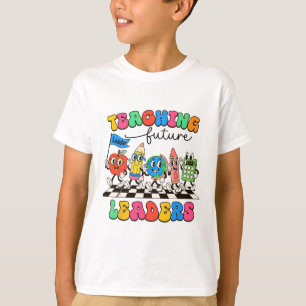 Retro onderwijs toekomstige leiders Groovy leraar T-shirt