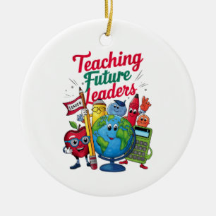 Retro onderwijs toekomstige leiders leraar school keramisch ornament
