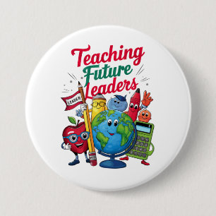 Retro onderwijs toekomstige leiders leraar school  ronde button 7,6 cm