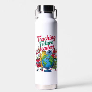 Retro onderwijs toekomstige leiders leraar school waterfles