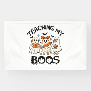 Retro Onderwijzen Mijn Boeken Halloween Spandoek