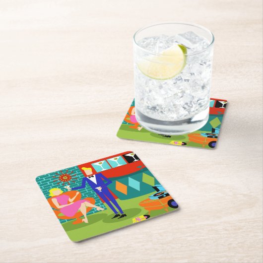 Retro Onderzetter van het Document van het Paar (Insitu)