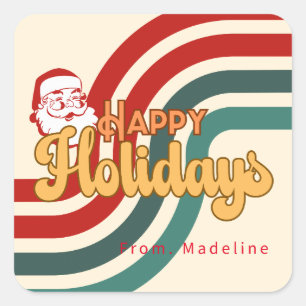Retro ondeugende Kerstman Vierkante Sticker