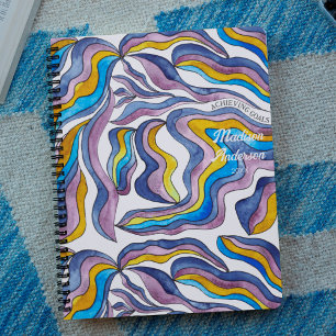 Rétro Ondulé Vert Bleu Violet Groovy Positif