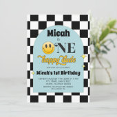 Retro One Happy Dude Anniversaire Invitation (Debout devant)