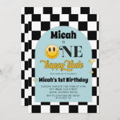 Retro One Happy Dude Anniversaire Invitation (Devant / Derrière)