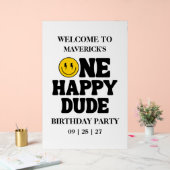 Retro One Happy Dude Smile Face Boy 1st Birthday (Mariage)
