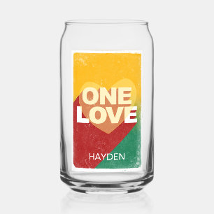 Retro One Love Poster Art Colorful Personated Blikvorm Glas