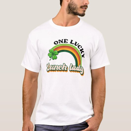 Retro One Lucky Lunch Lady St Patrick's Day Shamro T-shirt (Voorkant)