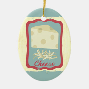 Retro ontbijt Zwitserse kaas Kerst ornament