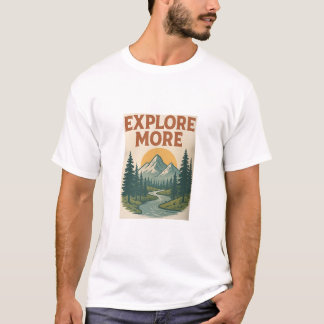 Retro "Ontdek meer" Mountain Adventure T-shirt