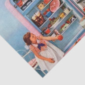 retro  ontkoppelingsvrouw keuken tissuepapier (Detail)