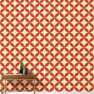 Retro ontwerp rood geel 60s patroon behang