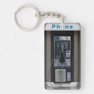 Retro ontwerp van betaaltelefoon, vintage kunst va sleutelhanger