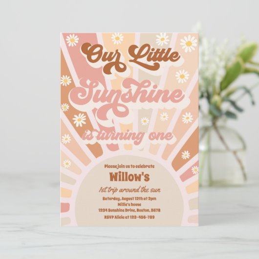 Retro onze kleine zonneschijn 1e verjaardag kaart (Staand voorkant)