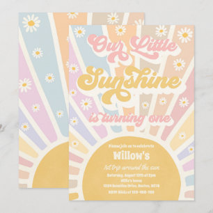 Retro onze kleine zonneschijn 1e verjaardag kaart