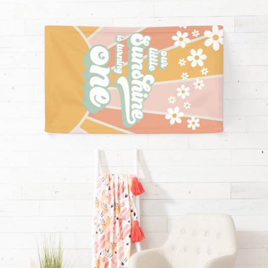 Retro Onze kleine zonneschijn is een verjaardag Spandoek (Insitu)