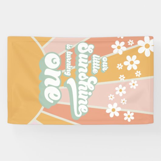 Retro Onze kleine zonneschijn is een verjaardag Spandoek (Horizontaal)