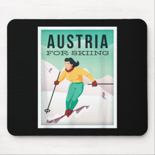 Retro Oostenrijk Skiën Motief Met Ski's En Skistok Muismat