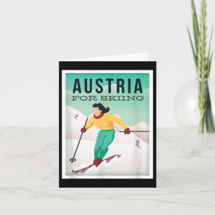 Retro Oostenrijk Skimotief met ski- en skistokken Kaart