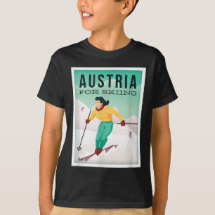 Retro Oostenrijk Skimotief met ski- en skistokken T-shirt
