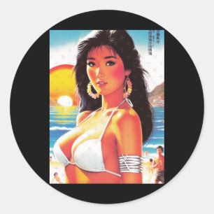 Retro Oosterse Meisje Sticker