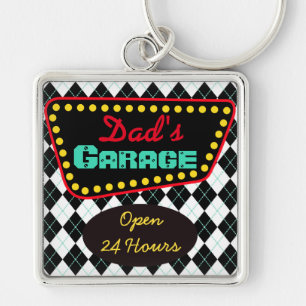 Retro Opa's Garage Sleutelhanger Cadeau