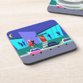 Retro Open House Party plastic Onderzetters (Linkerzijde)